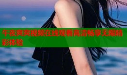 午夜爽爽视频在线观看高清畅享无限精彩体验